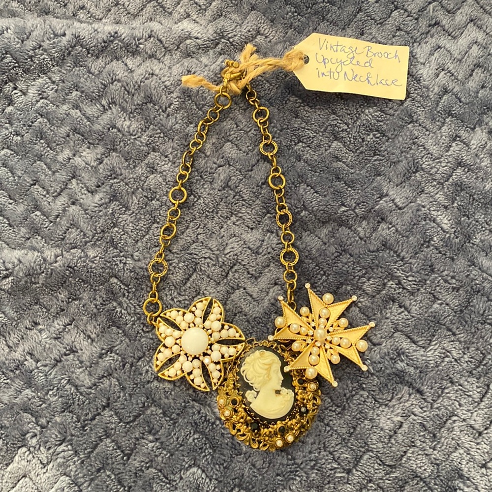 Vintage broach up cycled into necklace